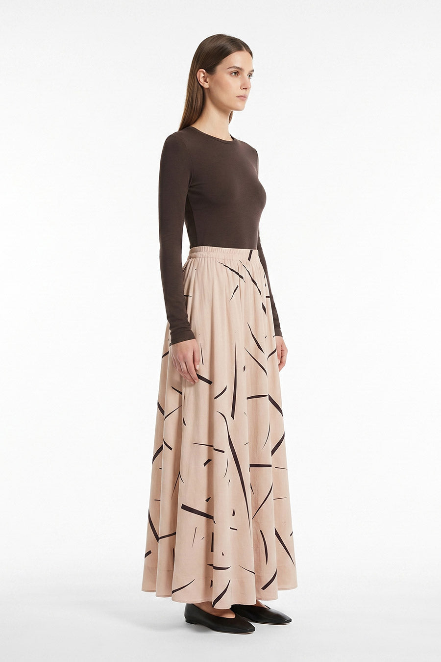 Beige Rough Notes Printed Skirt