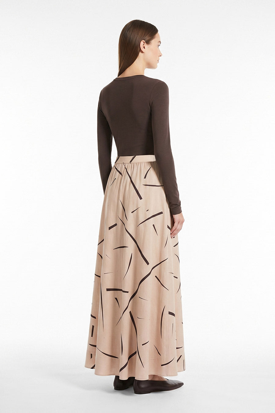Beige Rough Notes Printed Skirt