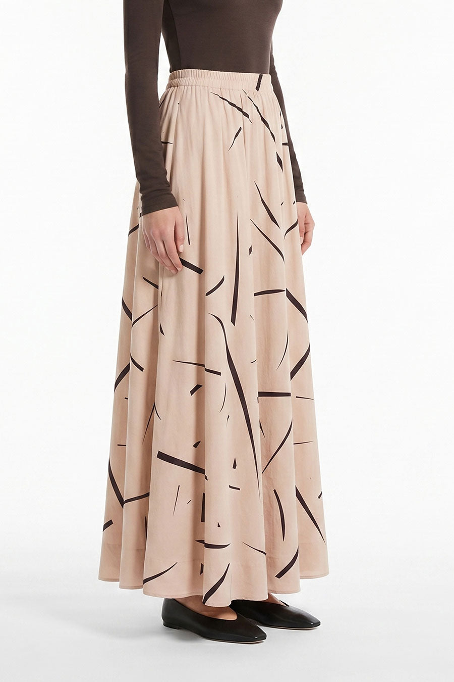Beige Rough Notes Printed Skirt