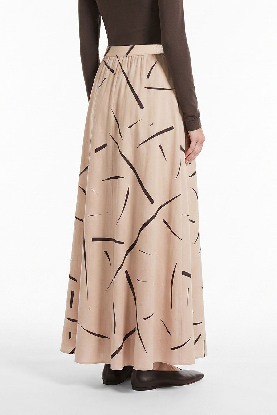 Beige Rough Notes Printed Skirt