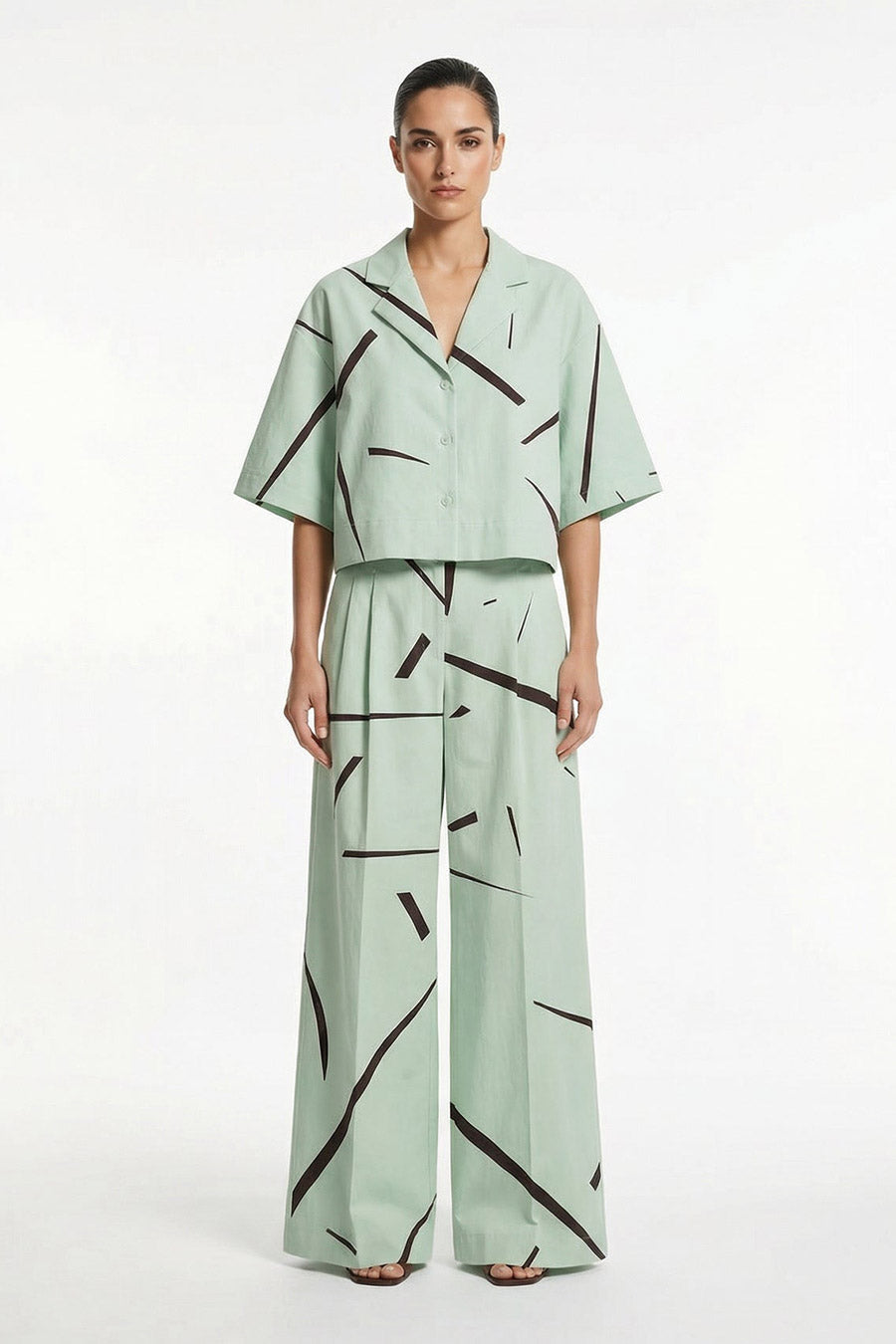 Mint Rough Notes Printed Wide Pants