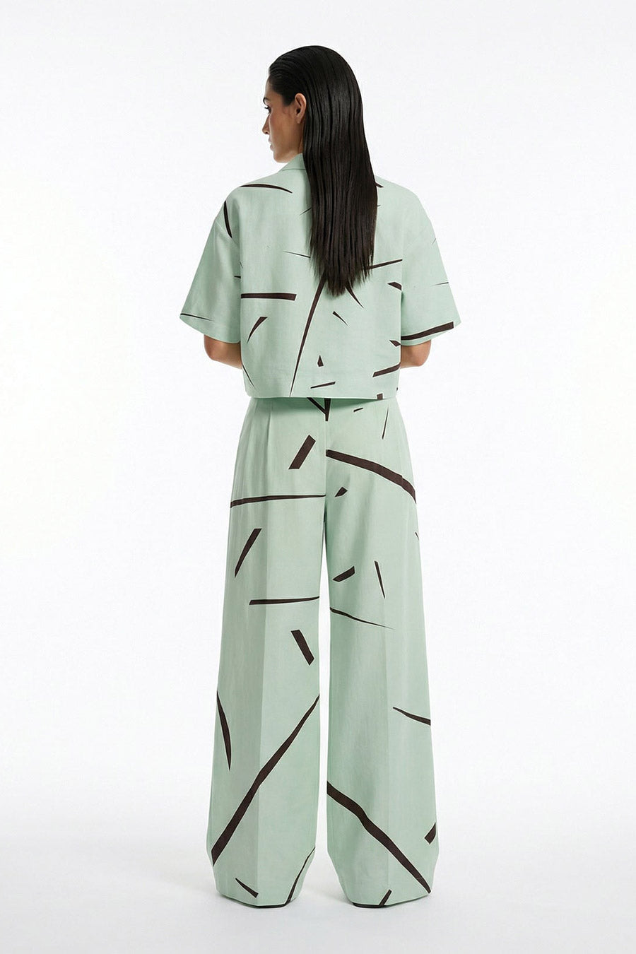 Mint Rough Notes Printed Wide Pants