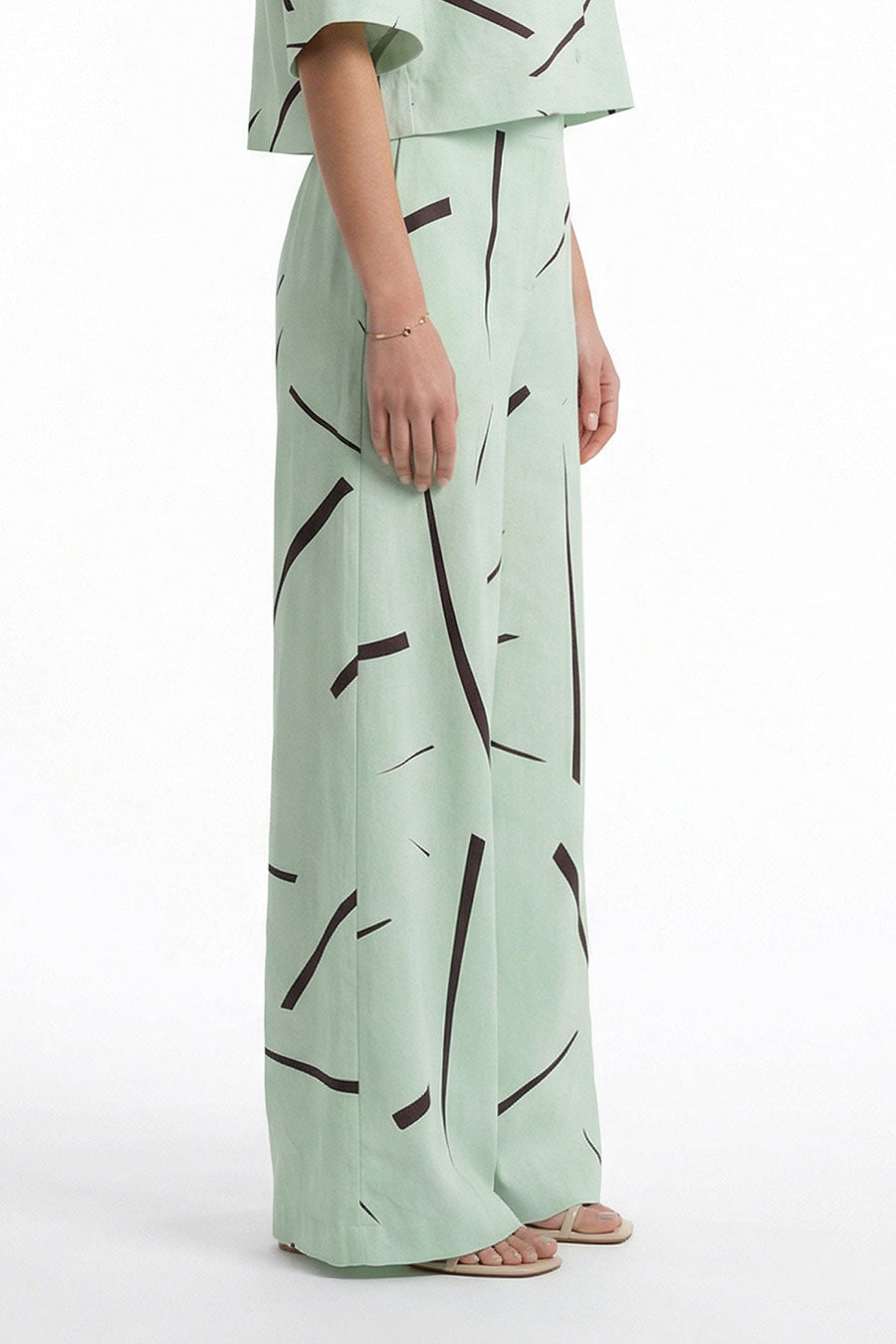 Mint Rough Notes Printed Wide Pants
