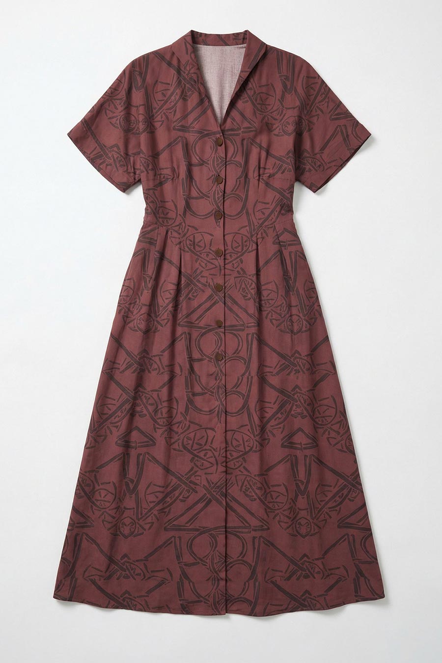 Wine Timeless Impressions Pleated Midi Dress