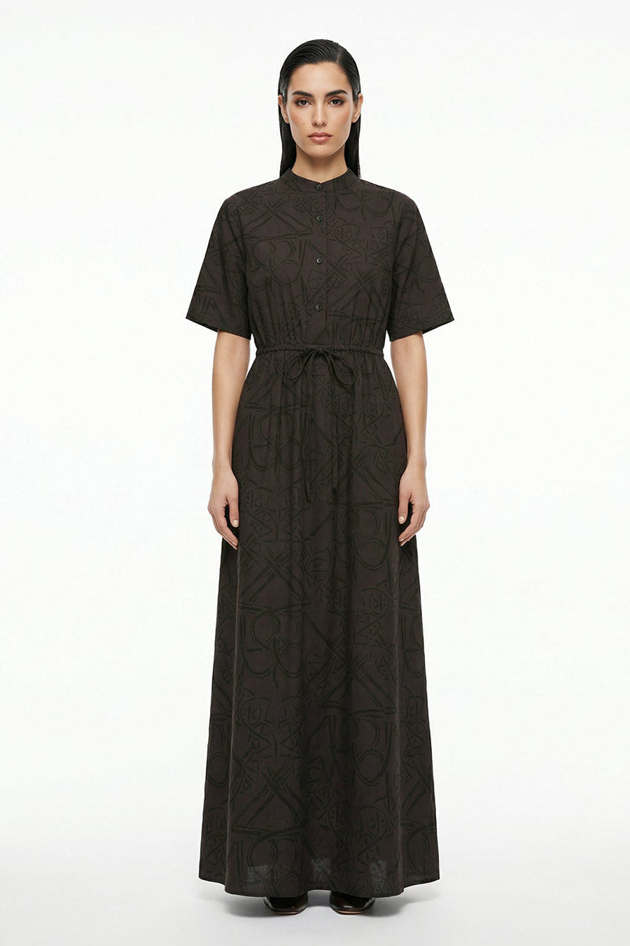 Mocha Timeless Impressions Printed Maxi Dress