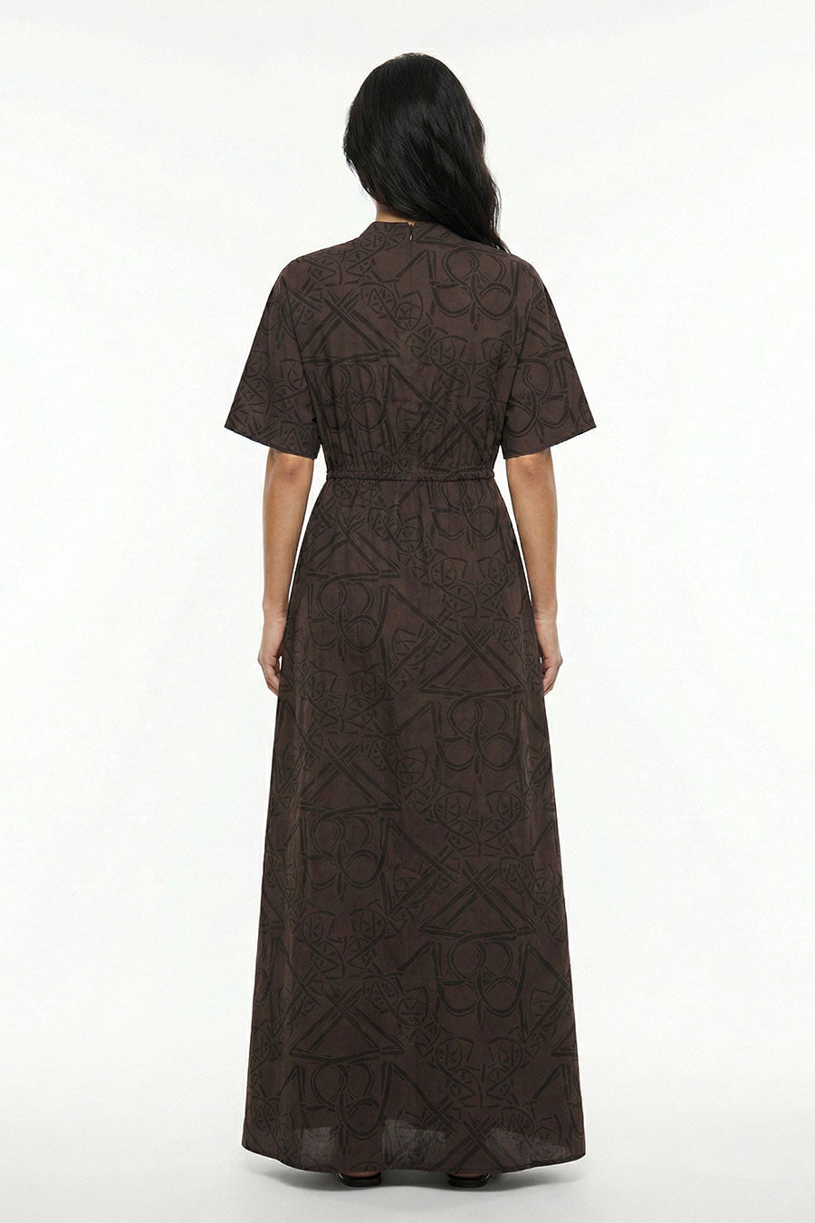 Mocha Timeless Impressions Printed Maxi Dress