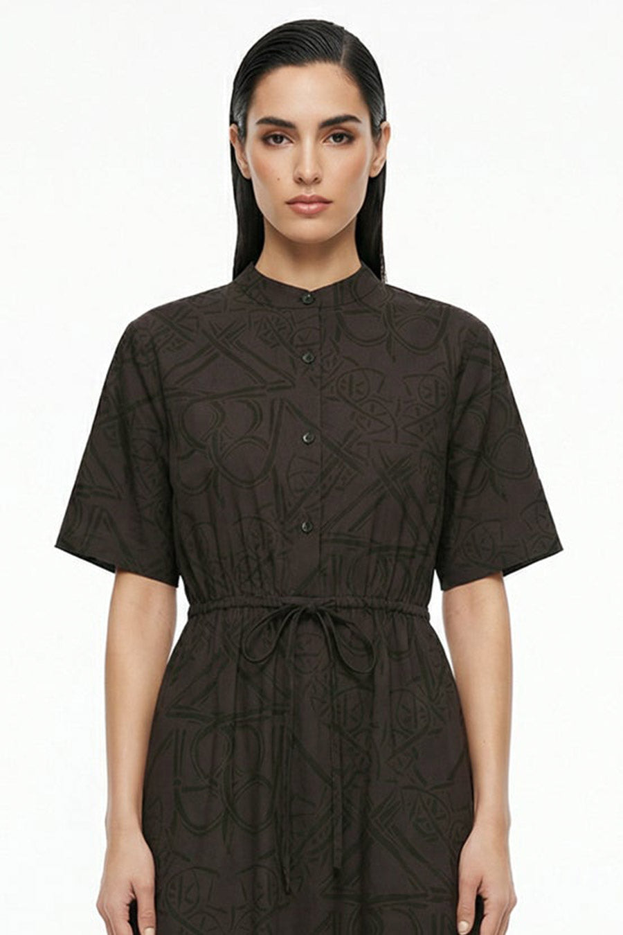 Mocha Timeless Impressions Printed Maxi Dress