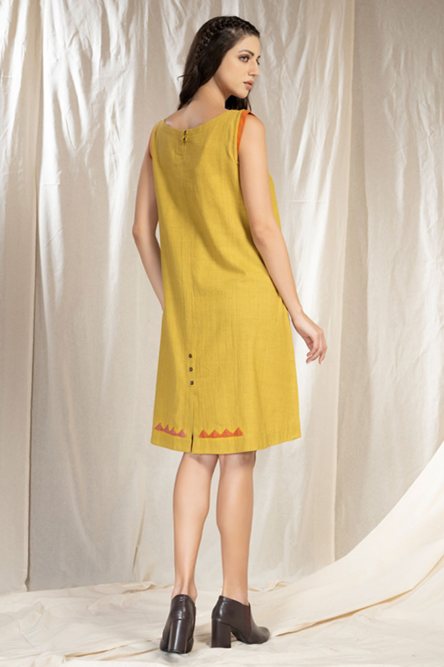 Cascade Relaxed Yellow Organic Soft Khadi Dress