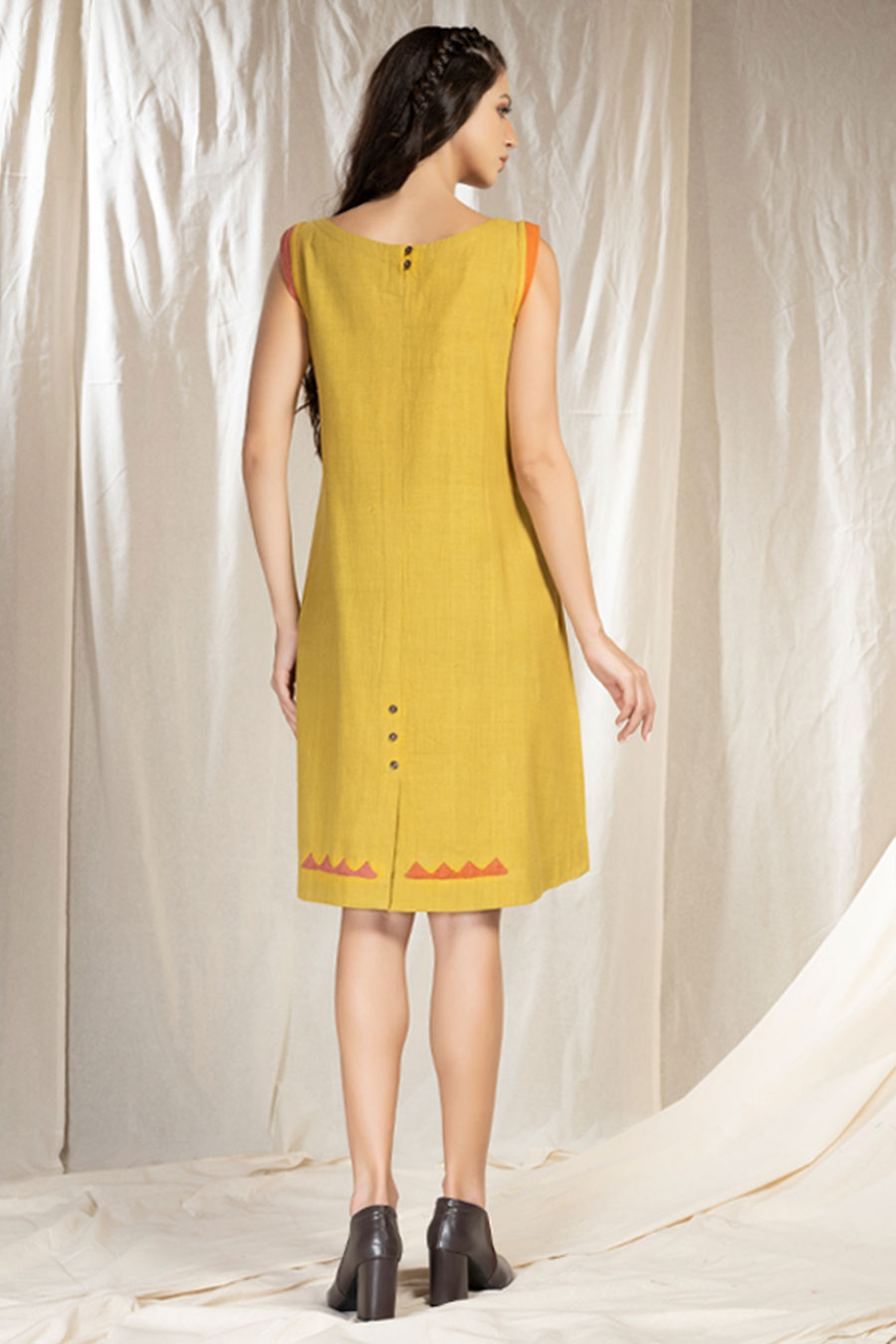 Cascade Relaxed Yellow Organic Soft Khadi Dress