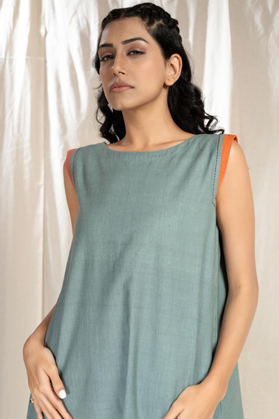 Cascade Relaxed Blue Organic Soft Khadi Dress