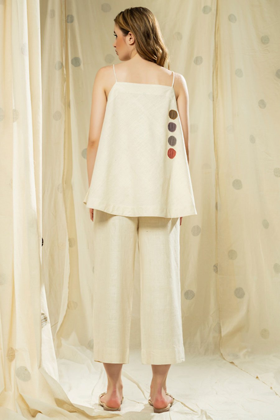 Subtle Dots White Organic Khadi Co-Ord Set