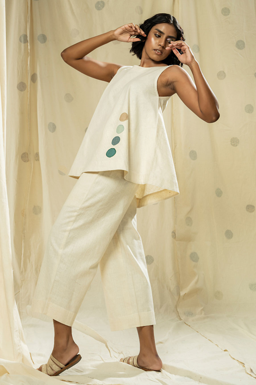 Subtle Dots White Organic Khadi Co-Ord Set