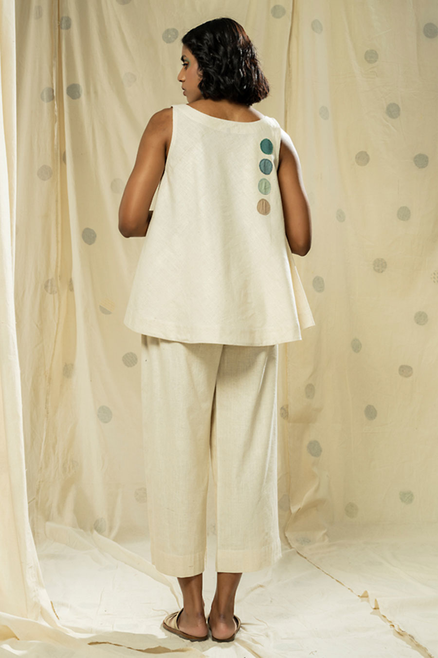 Subtle Dots White Organic Khadi Co-Ord Set