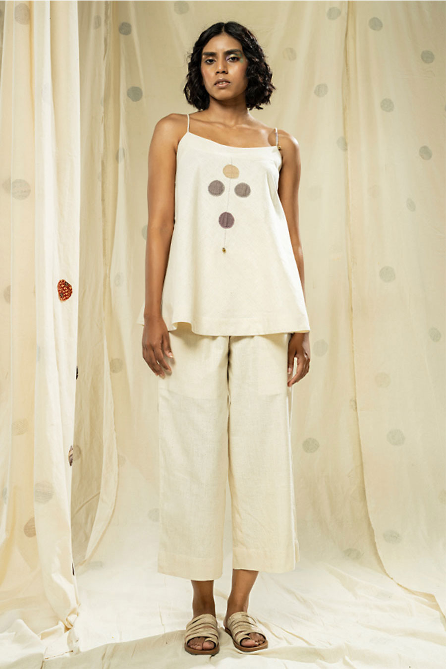 Subtle Dots White Organic Khadi Co-Ord Set