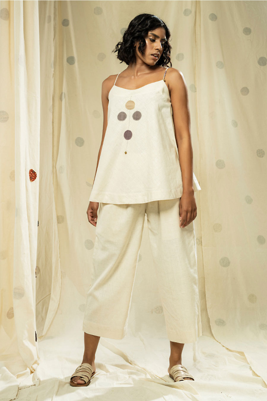 Subtle Dots White Organic Khadi Co-Ord Set