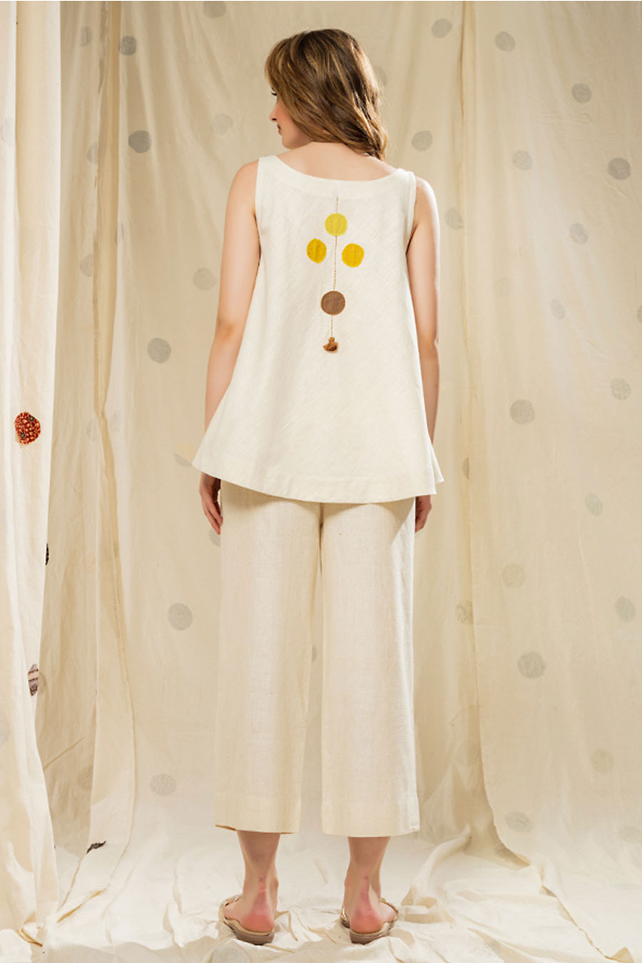 Subtle Dots White Organic Khadi Co-Ord Set