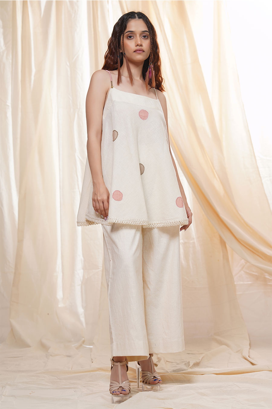 Subtle Dots White Organic Khadi Co-Ord Set