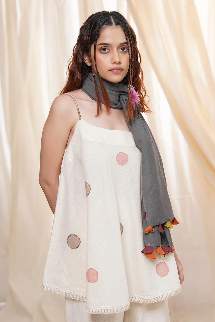 Subtle Dots White Organic Khadi Co-Ord Set