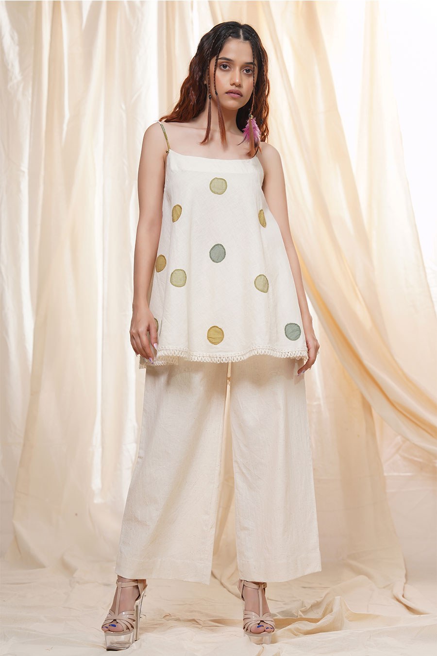Subtle Dots White Organic Khadi Co-Ord Set