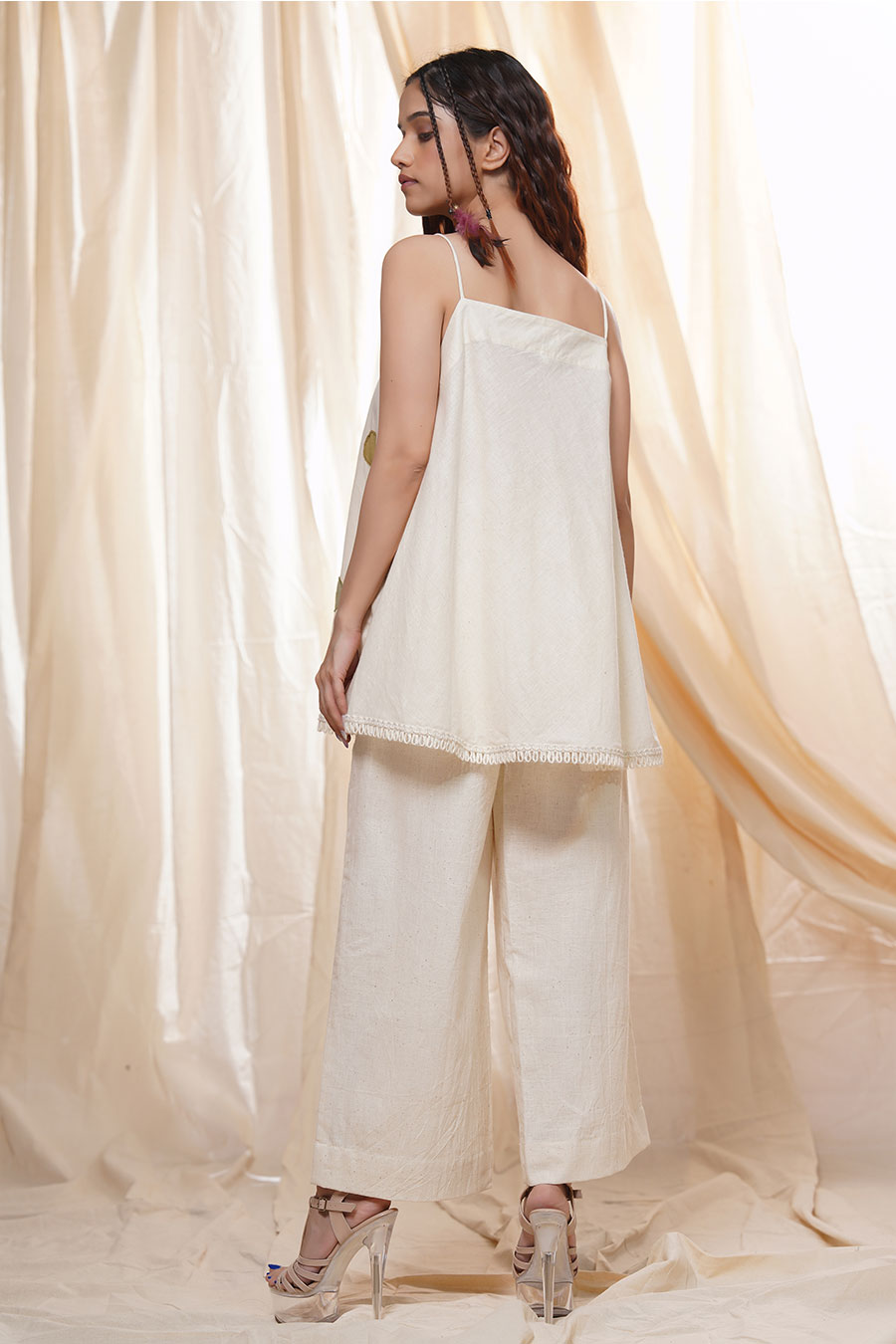 Subtle Dots White Organic Khadi Co-Ord Set
