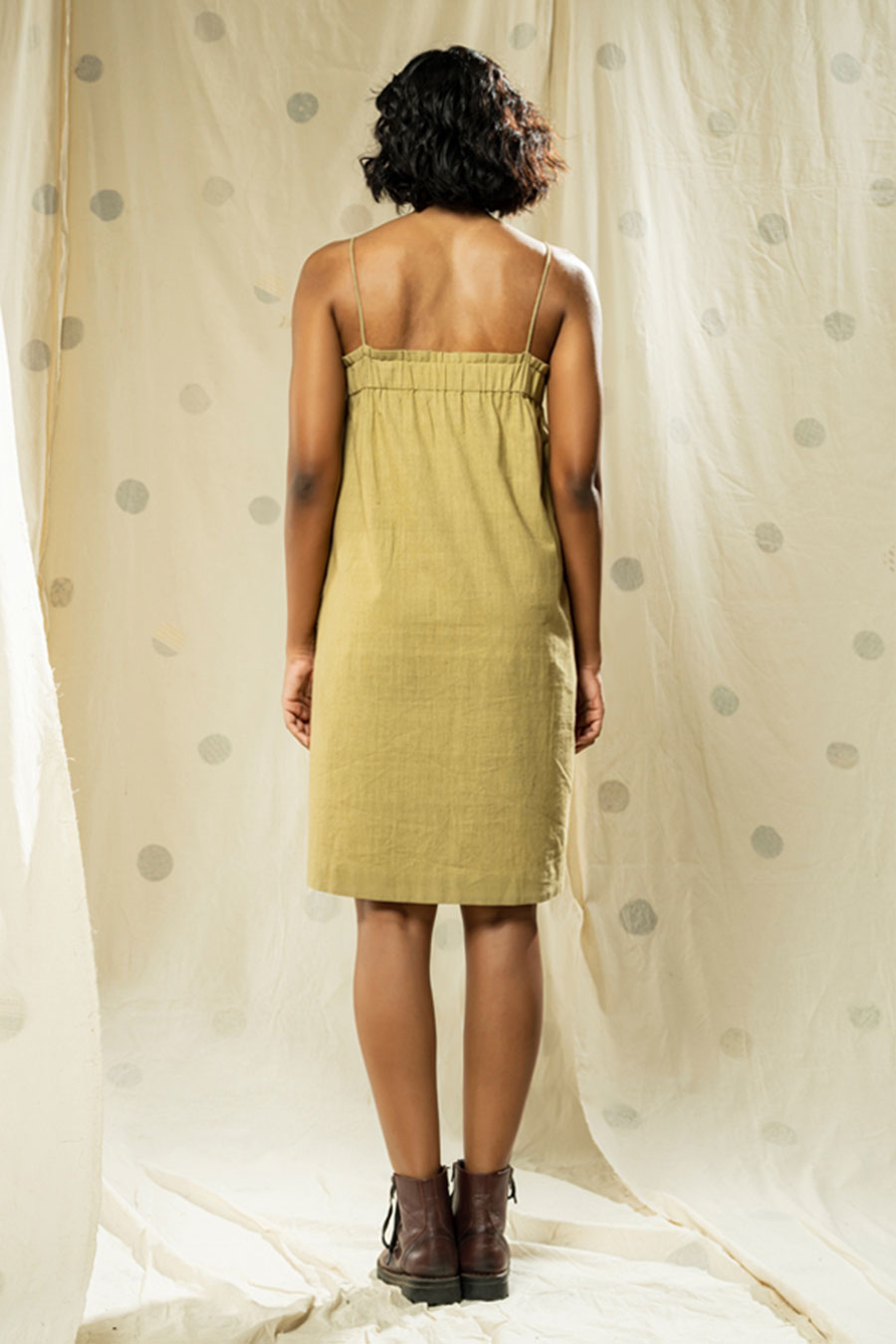 Feathered Grace Yellow Organic Khadi Dress