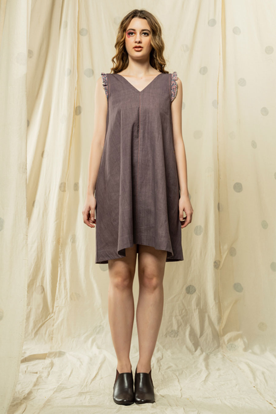 Purple Organic Khadi Cascade Flow Dress