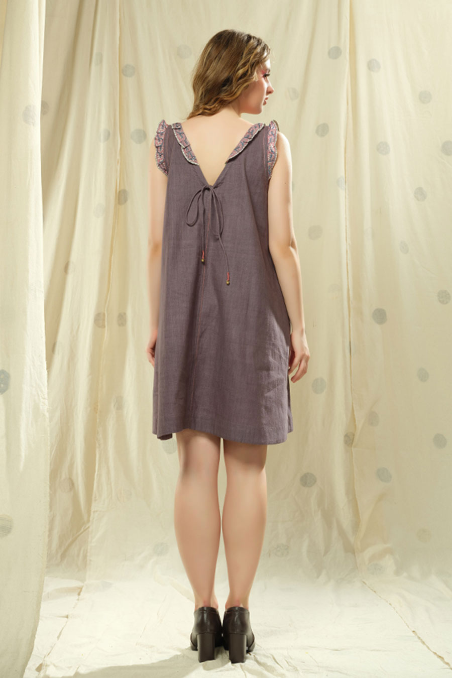 Purple Organic Khadi Cascade Flow Dress
