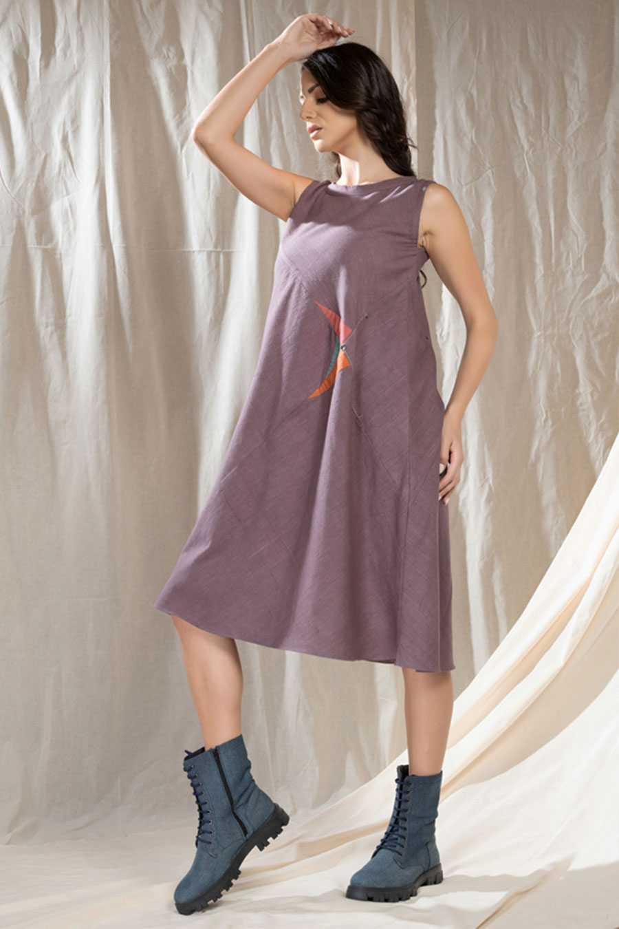 Triangular Tales Purple Organic Khadi Dress