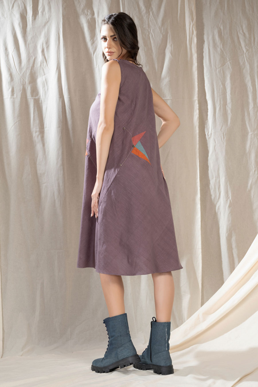 Triangular Tales Purple Organic Khadi Dress