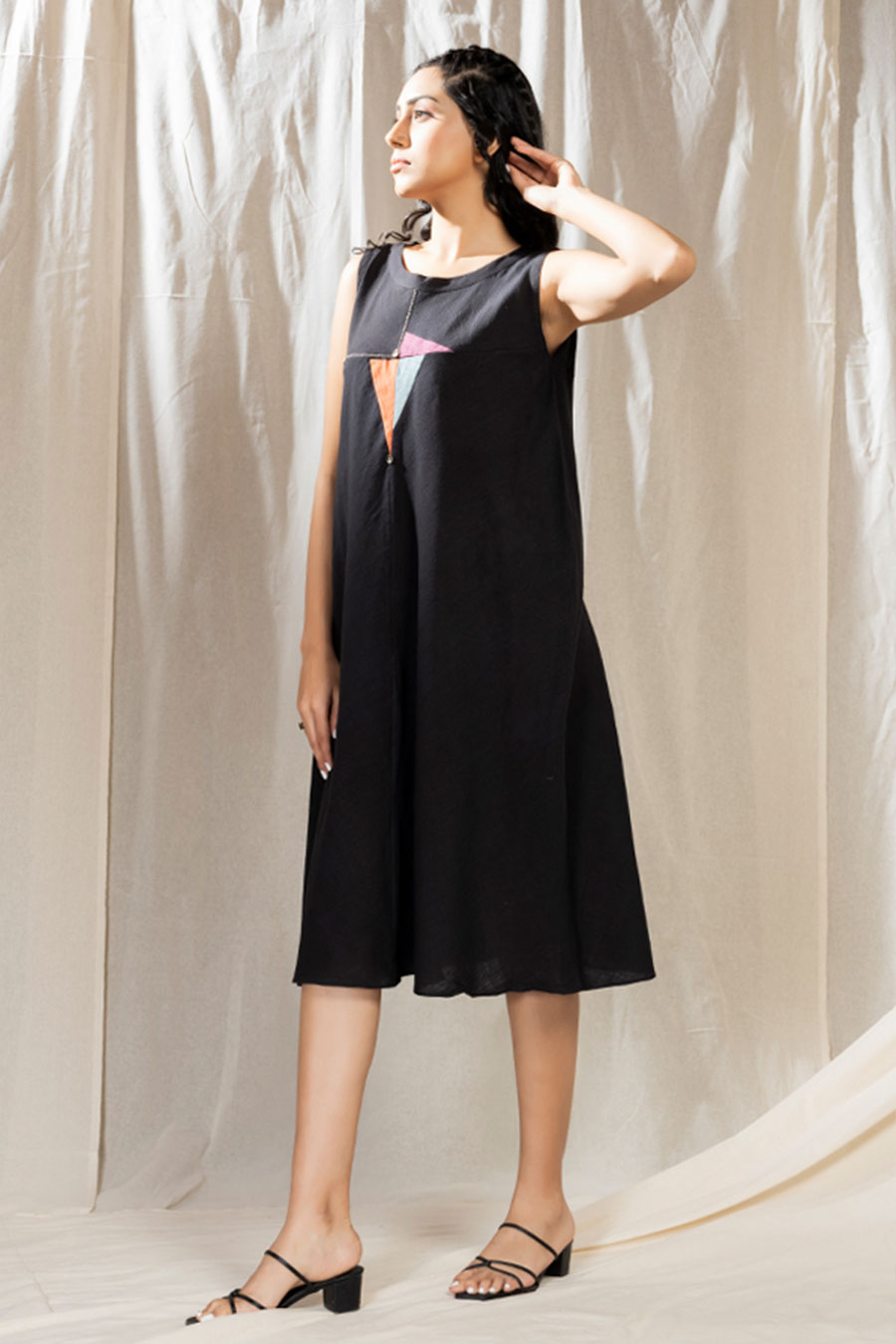 Triangular Tales Black Organic Khadi Dress