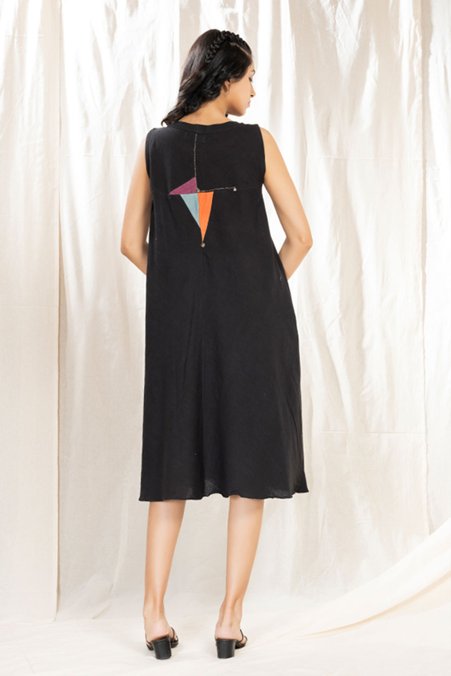 Triangular Tales Black Organic Khadi Dress
