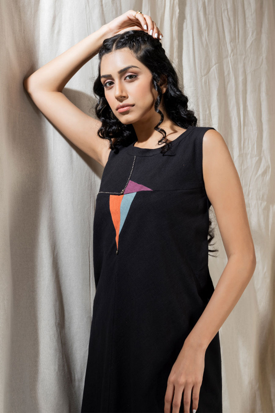Triangular Tales Black Organic Khadi Dress