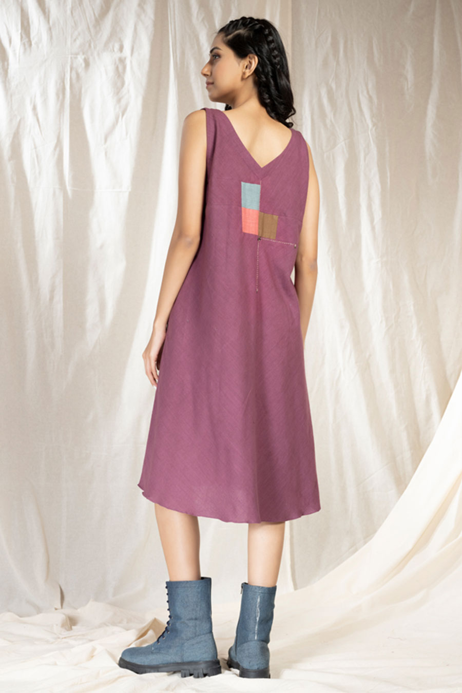 Square Symphony Purple Khadi Reversible Dress
