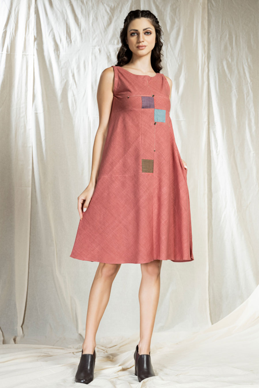 Square Symphony Pink Khadi Reversible Dress