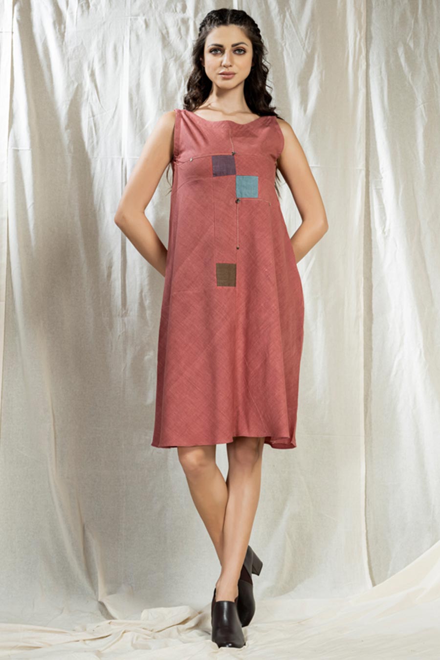 Square Symphony Pink Khadi Reversible Dress