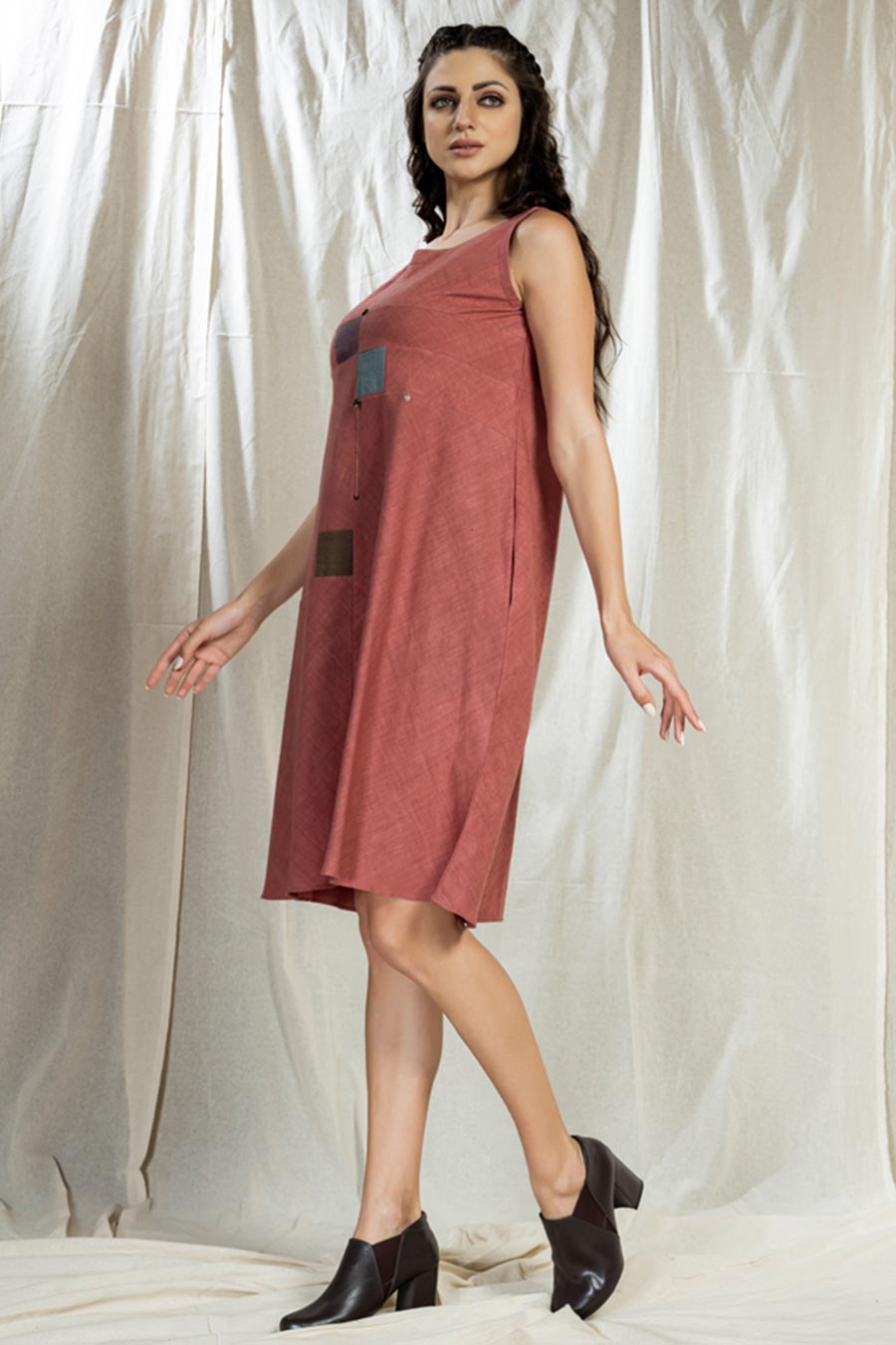 Square Symphony Pink Khadi Reversible Dress