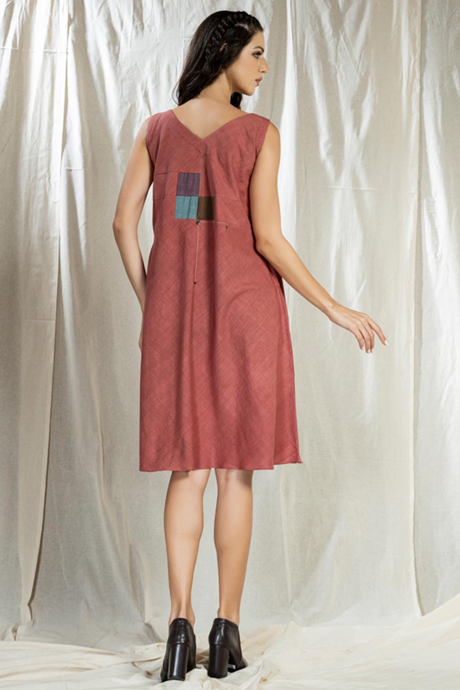 Square Symphony Pink Khadi Reversible Dress