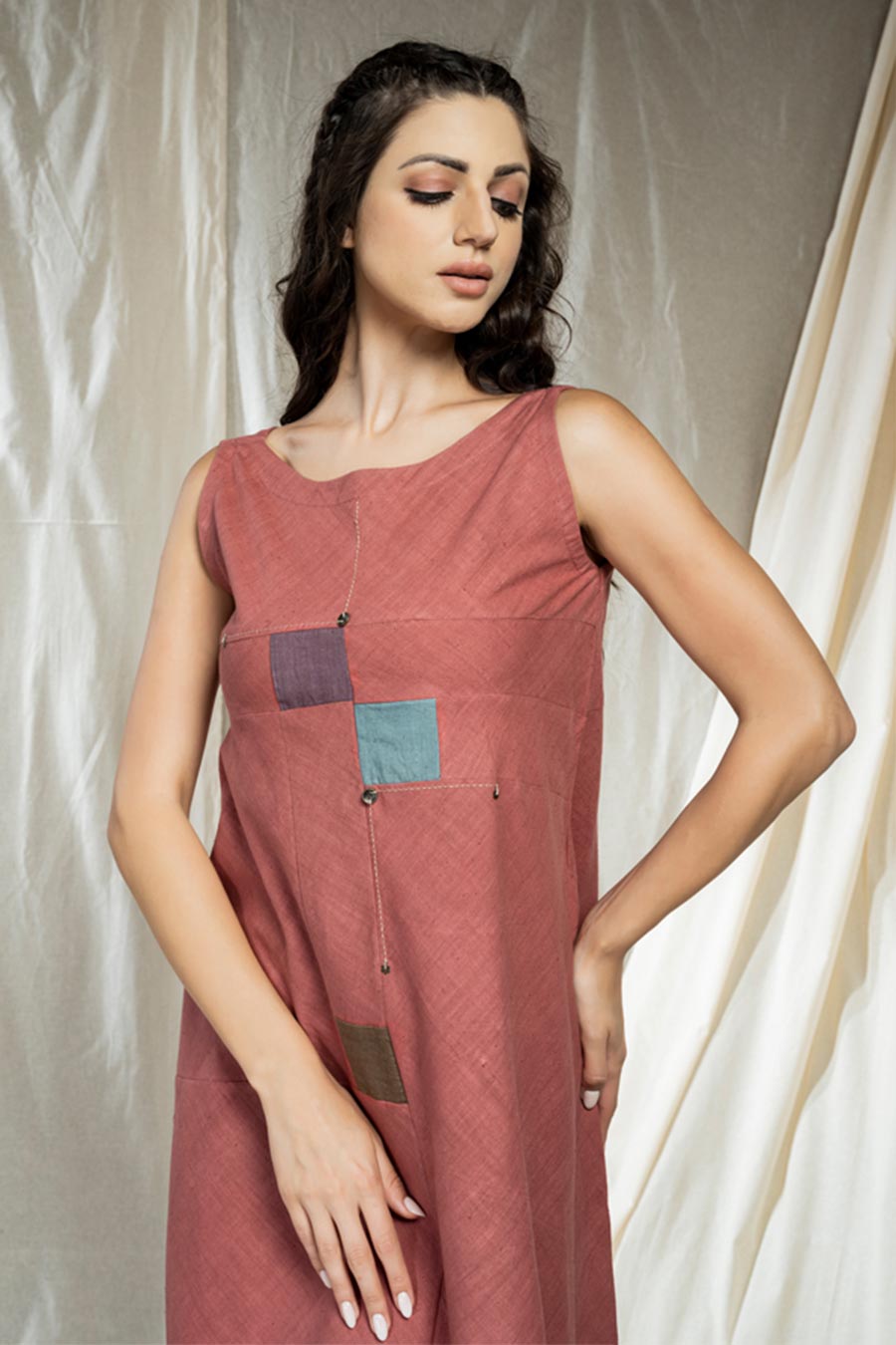 Square Symphony Pink Khadi Reversible Dress