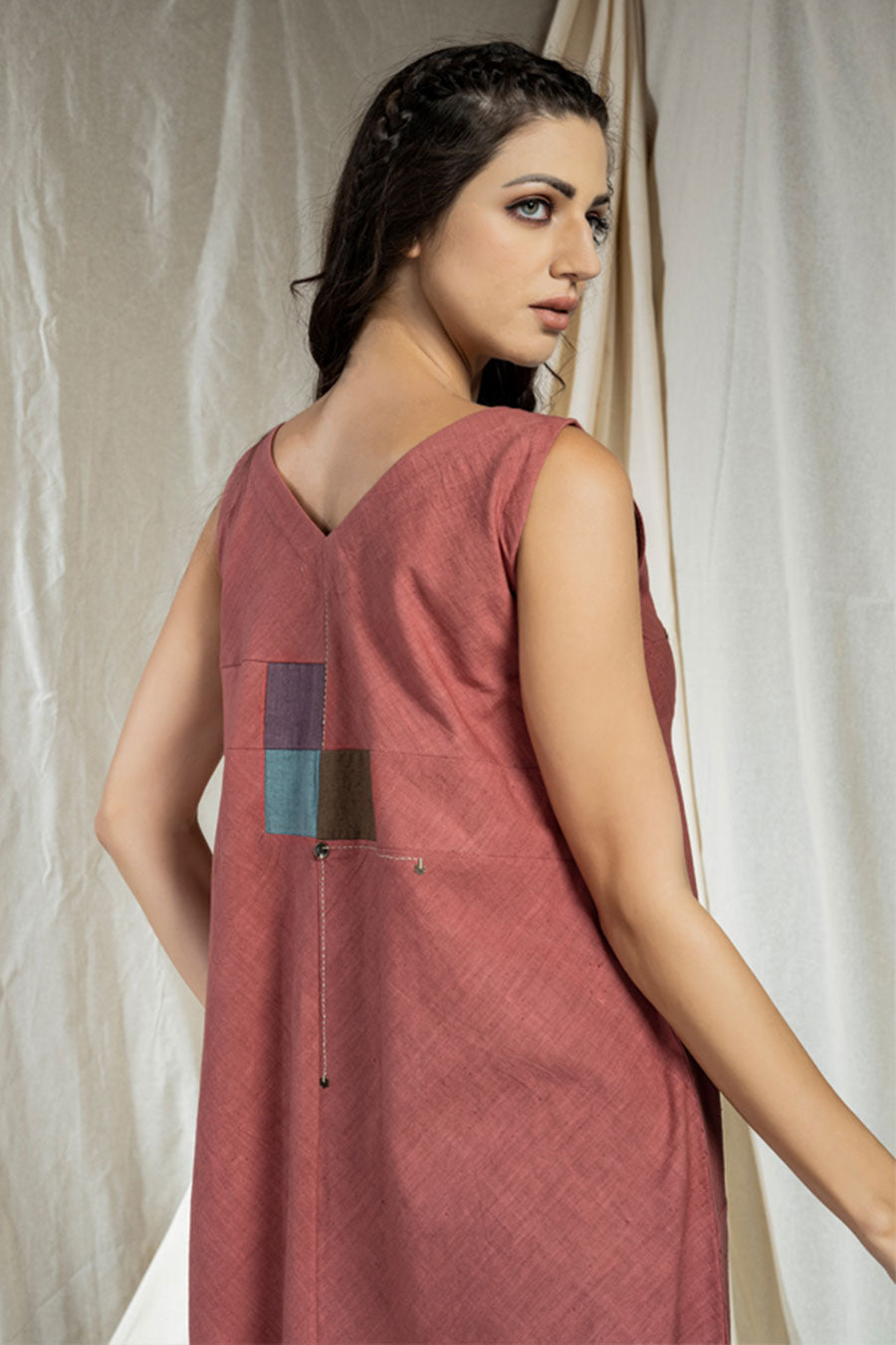 Square Symphony Pink Khadi Reversible Dress
