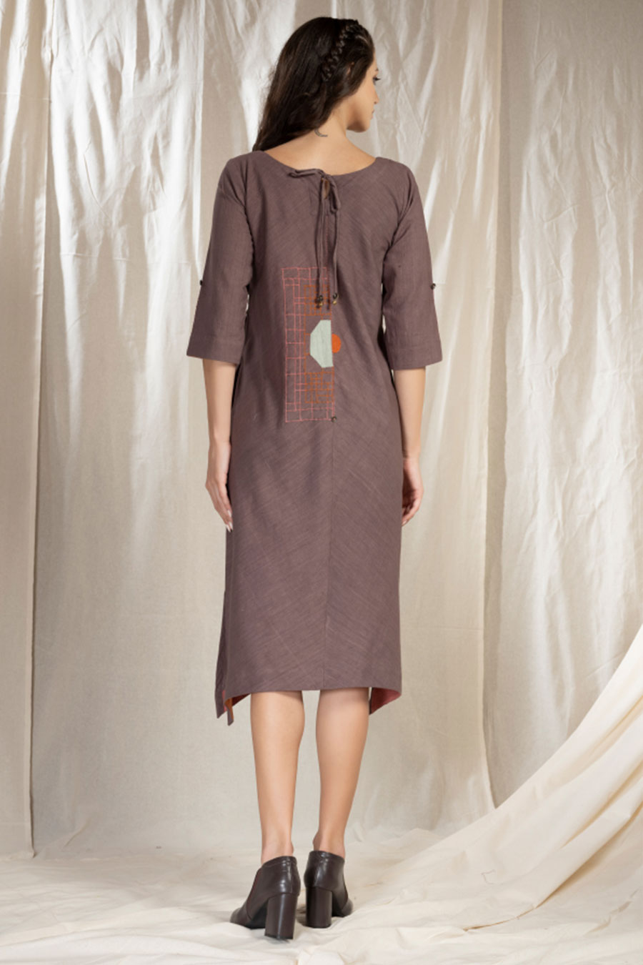 Grey Organic Khadi Asymmetric Dress