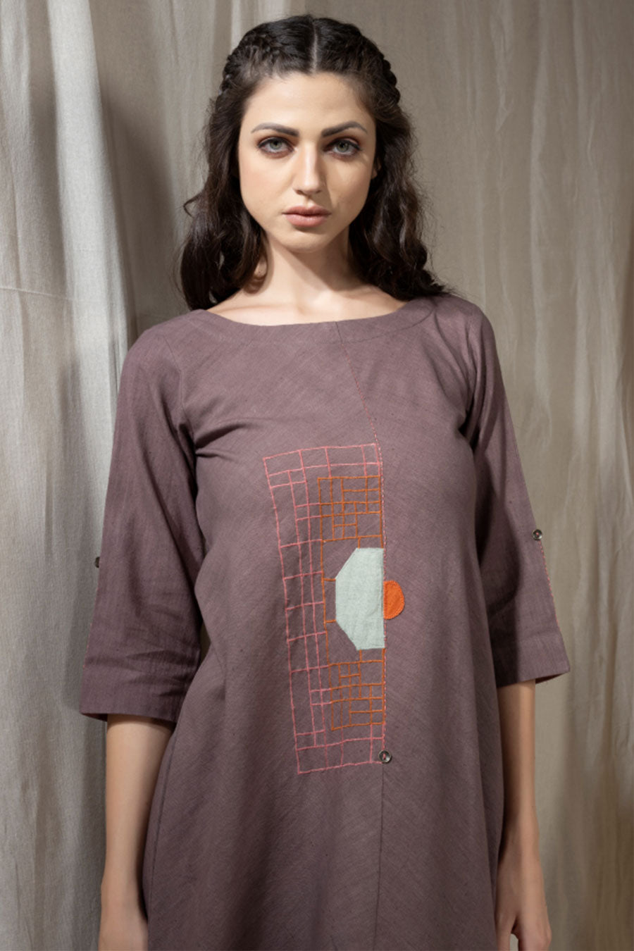Grey Organic Khadi Asymmetric Dress
