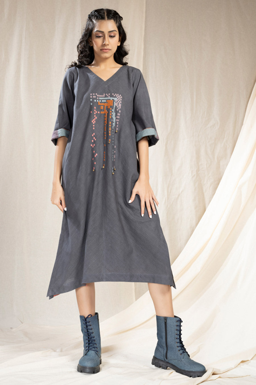 Smoky Organic Khadi Mosaic Reversible Dress