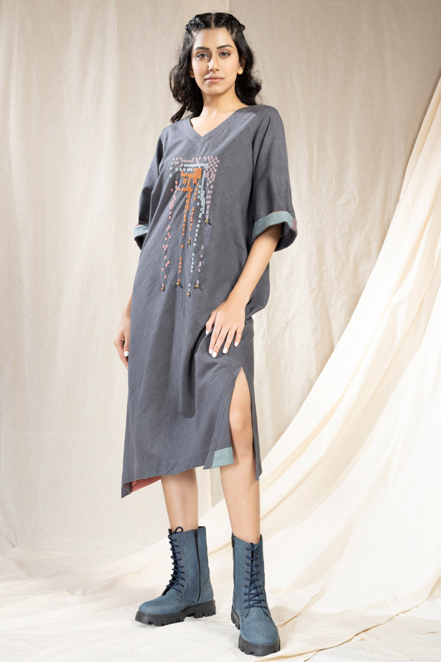 Smoky Organic Khadi Mosaic Reversible Dress