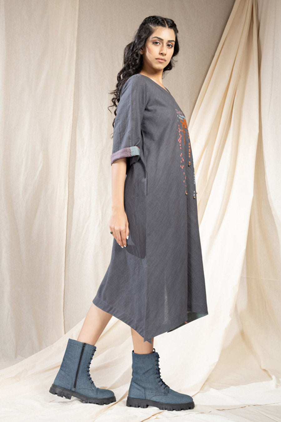 Smoky Organic Khadi Mosaic Reversible Dress