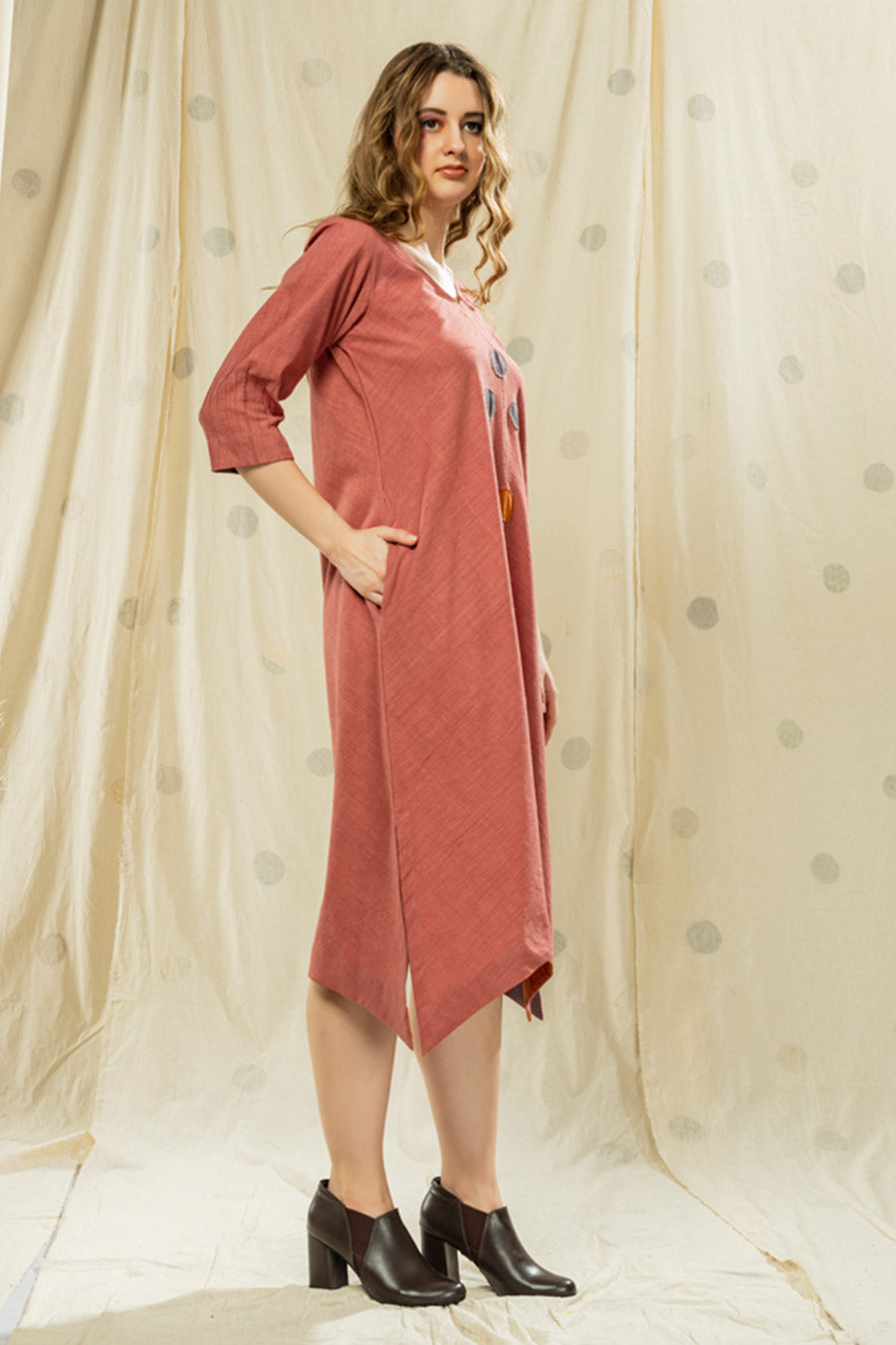 Pink Polka Pops Organic Khadi Appliqué Dress