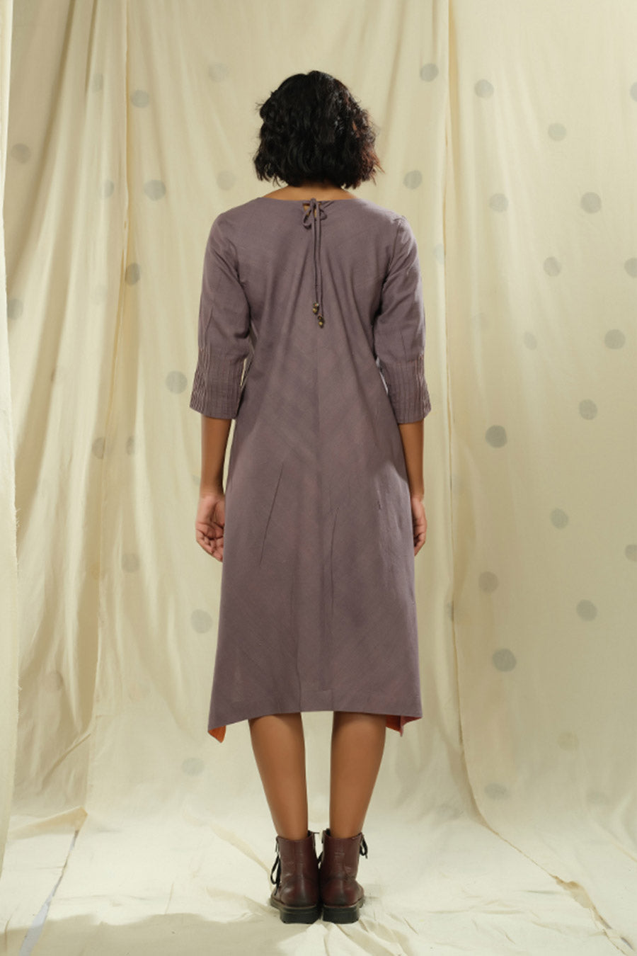 Purple Polka Pops Organic Khadi Appliqué Dress