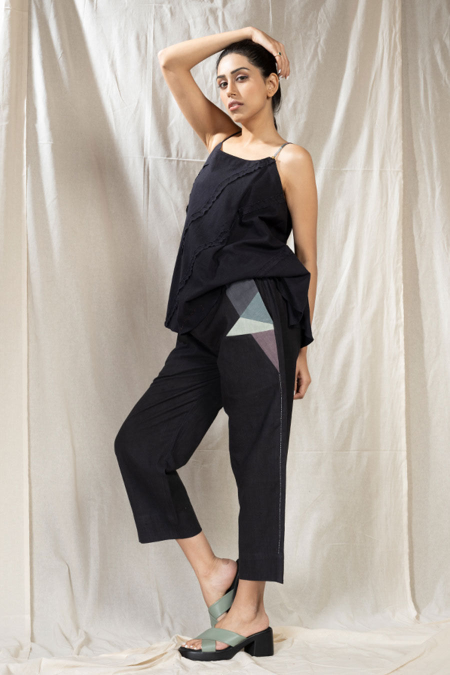 Jade Black Organic Khadi Spaghetti Co-Ord Set