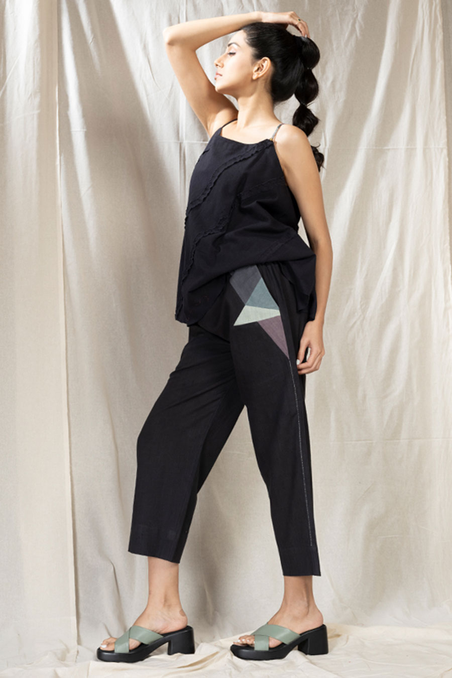 Jade Black Organic Khadi Spaghetti Co-Ord Set