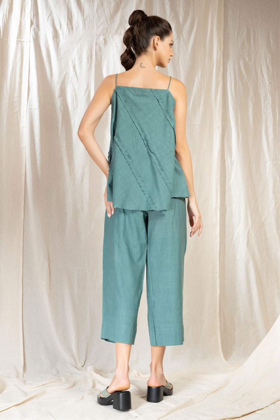 Teal Organic Khadi Spaghetti Co-Ord Set