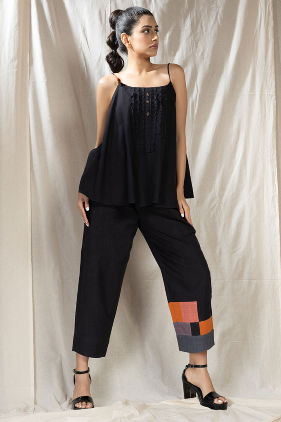 Black Organic Khadi Spaghetti Co-Ord Set